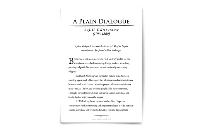 A Plain Dialogue by J. H. T. Kilpatrick